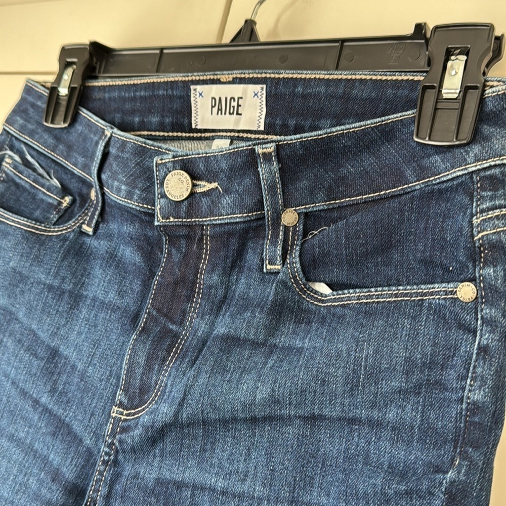 Paige Hoxton Straight Ankle Blue Jeans unfinished edges 26 - Picture 4 of 13